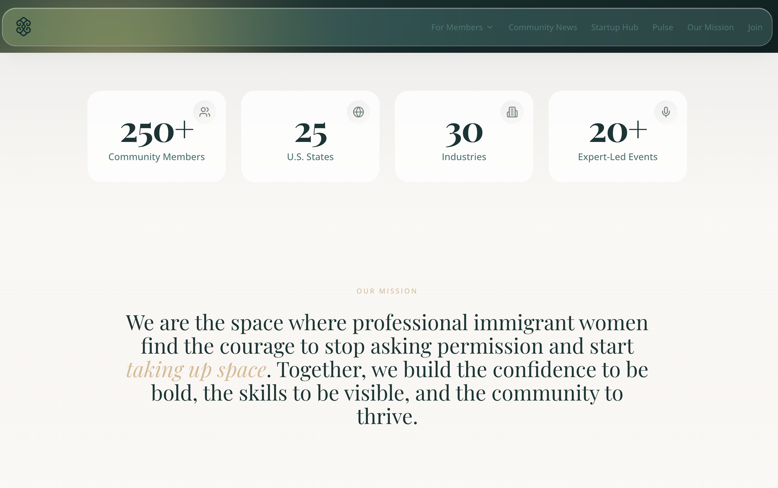 She's New To America Pro mission statement and community metrics