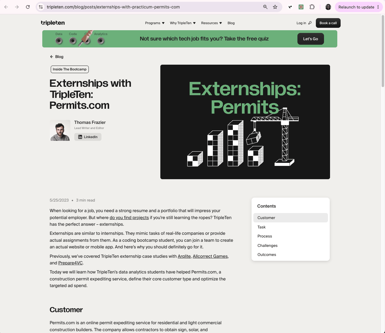 TripleTen blog: Externships with TripleTen, Permits.com